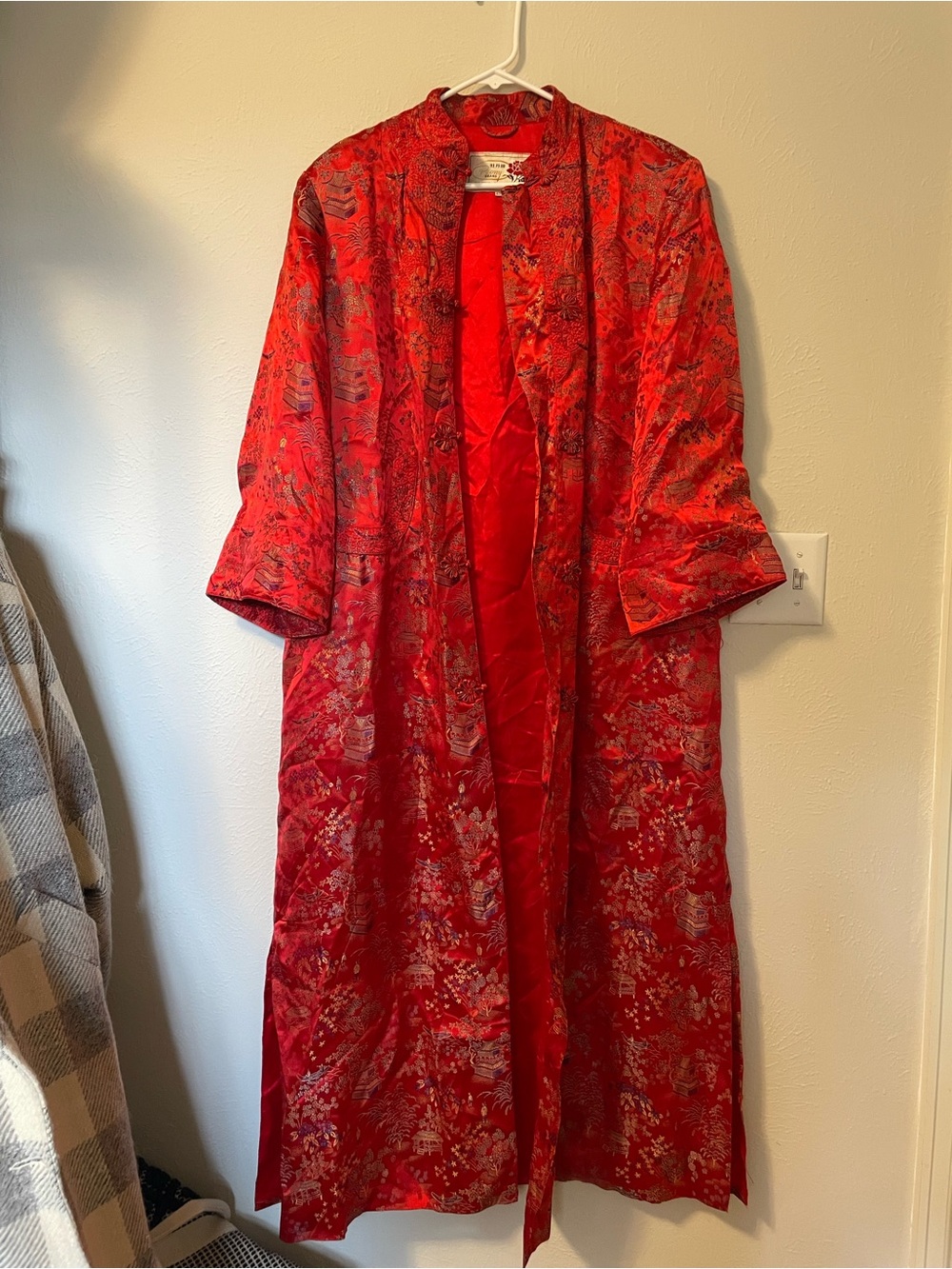 Authentic Vintage Silk Chinese Tang Duster Jacket Size M